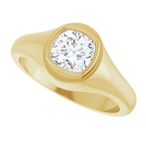 14K Yellow Gold 6.5x6.5 mm Cushion Bezel-Set Ring Mounting – image 8