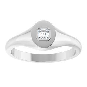 14K X1 White Gold 3x3 mm Asscher Bezel-Set Ring Mounting – image 5