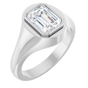Sterling Silver 8.5x6.5 mm Emerald Bezel-Set Ring Mounting