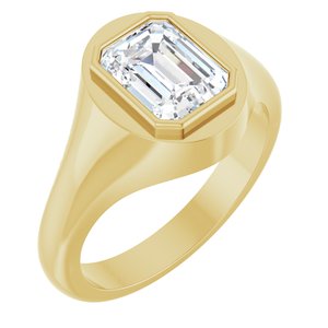 18K Yellow Gold 8.5x6.5 mm Emerald Bezel-Set Ring Mounting