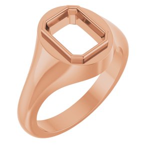 14K Rose Gold 8.5x6.5 mm Emerald Bezel-Set Ring Mounting – image 2