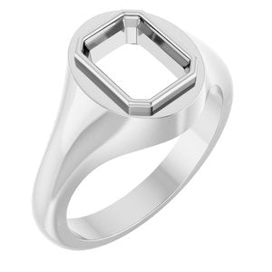 14K White Gold 8.5x6.5 mm Emerald Bezel-Set Ring Mounting – image 2