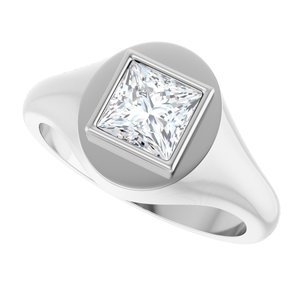 14K White Gold 6x6 mm Square Bezel-Set Ring Mounting – image 8