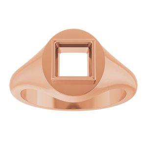 14K Rose Gold 6x6 mm Square Bezel-Set Ring Mounting – image 6