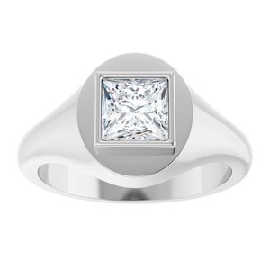14K White Gold 6x6 mm Square Bezel-Set Ring Mounting – image 5