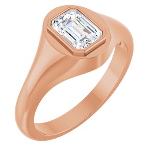 14K Rose Gold 7x5 mm Emerald Bezel-Set Ring Mounting