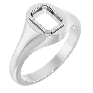 10K White Gold 7x5 mm Emerald Bezel-Set Ring Mounting – image 2