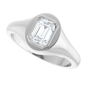14K White Gold 7x5 mm Emerald Bezel-Set Ring Mounting – image 8