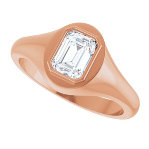 18K Rose Gold 7x5 mm Emerald Bezel-Set Ring Mounting – image 8