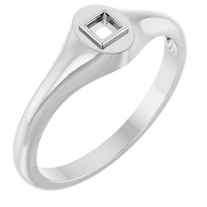 18K White Gold 2.5x2.5 mm Square Bezel-Set Ring Mounting – image 2