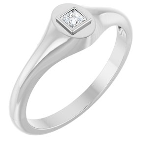 18K White Gold 2.5x2.5 mm Square Bezel-Set Ring Mounting