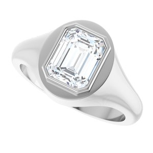 14K White Gold 8.5x6.5 mm Emerald Bezel-Set Ring Mounting – image 8