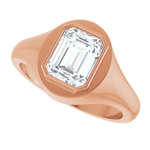 18K Rose Gold 8.5x6.5 mm Emerald Bezel-Set Ring Mounting – image 8