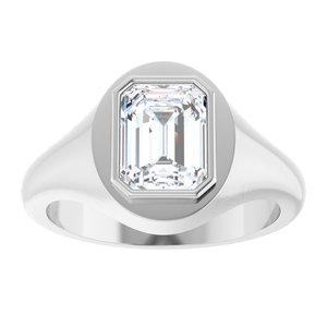 10K White Gold 8.5x6.5 mm Emerald Bezel-Set Ring Mounting – image 5
