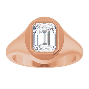 18K Rose Gold 8.5x6.5 mm Emerald Bezel-Set Ring Mounting – image 5