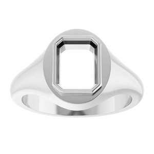 18K White Gold 8.5x6.5 mm Emerald Bezel-Set Ring Mounting – image 6