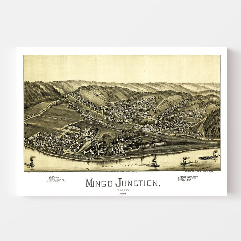 Vintage Map of Mingo Junction, Ohio 1899