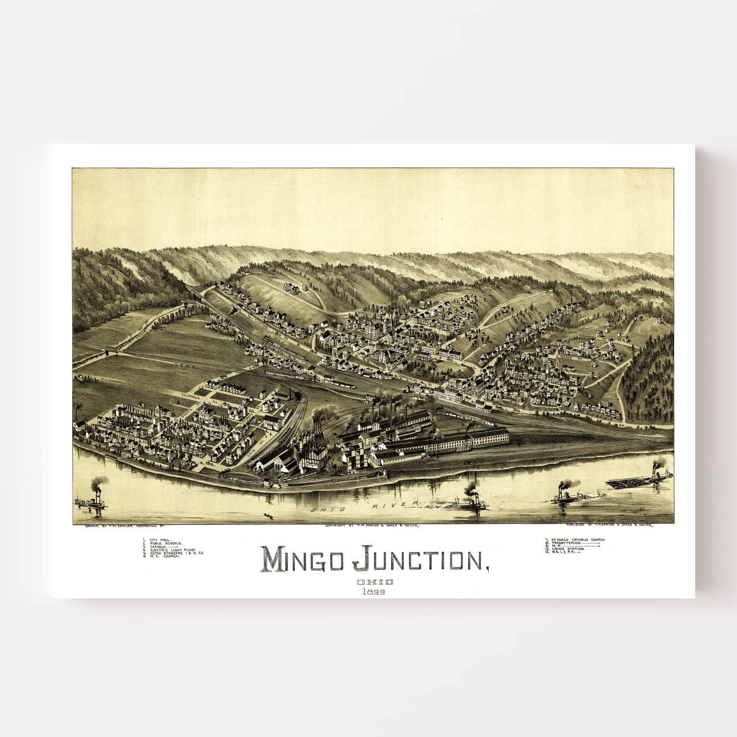 Vintage Map of Mingo Junction, Ohio 1899