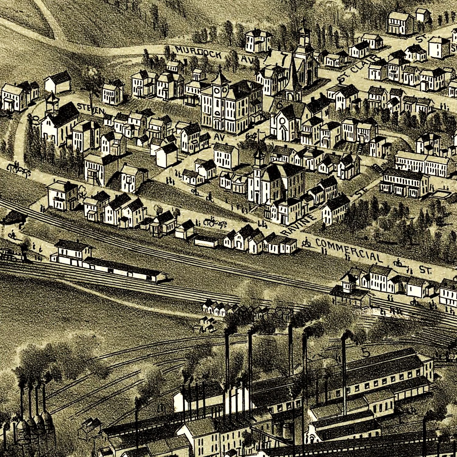 Vintage Map of Mingo Junction, Ohio 1899
