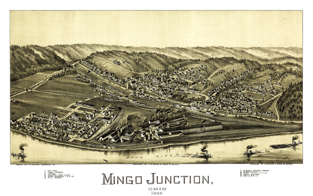Vintage Map of Mingo Junction, Ohio 1899