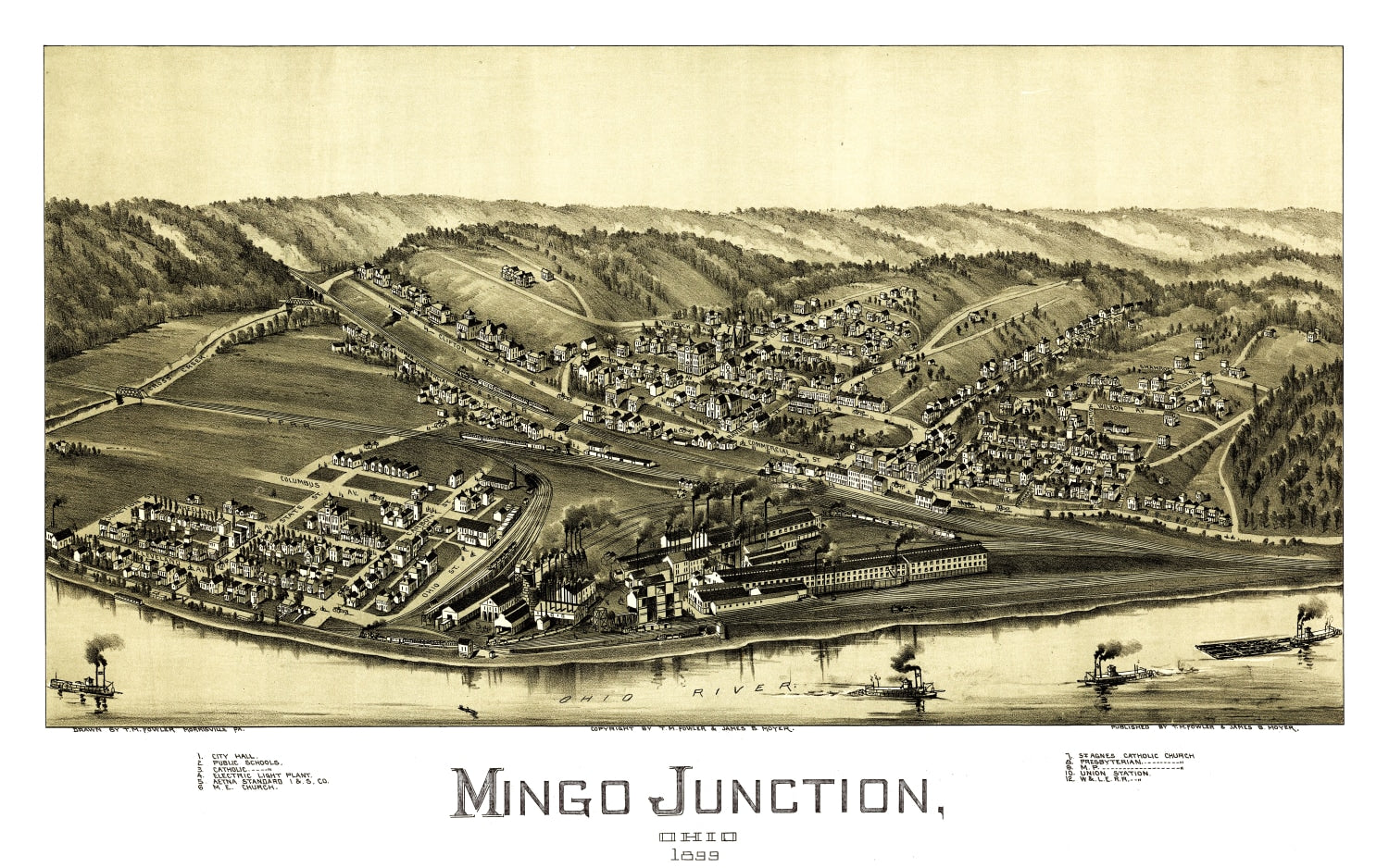 Vintage Map of Mingo Junction, Ohio 1899