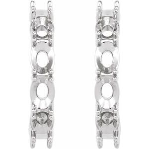 14K White Gold 5x3 mm Oval 18.2 mm Hoop Earring Mounting – image 2