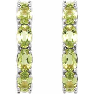 Sterling Silver Natural Peridot 18.2 mm Hoop Earrings – image 2