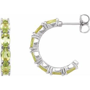 Sterling Silver Natural Peridot 18.2 mm Hoop Earrings