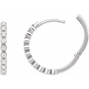 Sterling Silver 1/4 CTW Lab-Grown Diamond Hinged Hoop Earrings – image 3