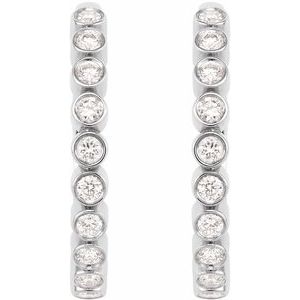 Platinum 1/4 CT Natural Diamond Hinged Hoop Earrings – image 2