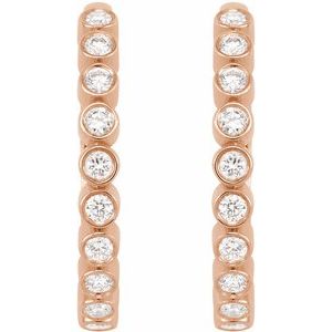 14K Rose Gold 1/4 CTW Lab-Grown Diamond Hinged Hoop Earrings – image 2