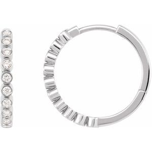 Platinum 1/4 CTW Lab-Grown Diamond Hinged Hoop Earrings