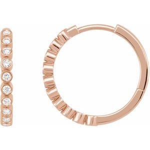 14K Rose Gold 1/4 CTW Lab-Grown Diamond Hinged Hoop Earrings