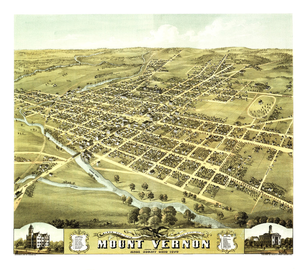 Vintage Map of Mount Vernon, Ohio 1870