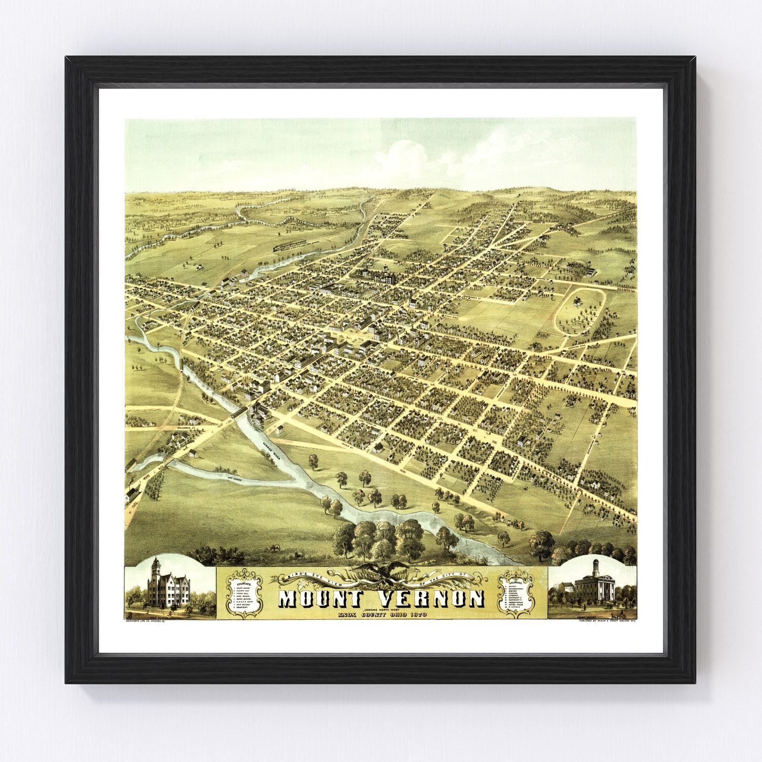 Vintage Map of Mount Vernon, Ohio 1870
