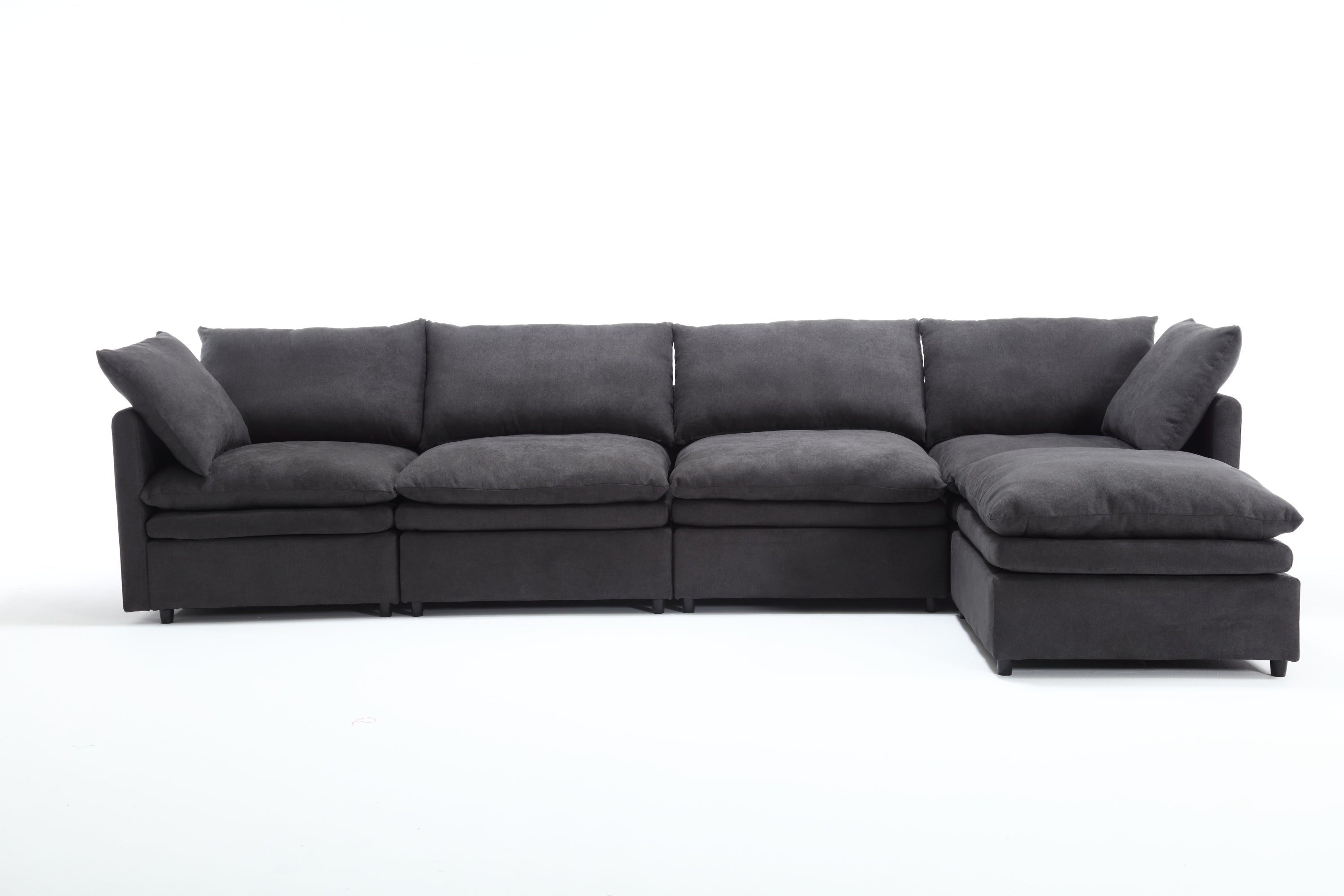 [ PACKAGING NEW UPGRADE]   [VIDEO PROVIDED]Modern U-shaped Sectional Sofa ,5-seat  Sofa ,Sleeper Sofa Couch with Chaise Lounge for Living Room,Apartment,Upholstered,Polyester,New upgrade,Dark Gray