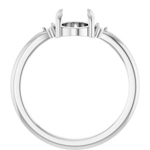 14K White Gold 8x6 mm Oval Cabochon Ring Mounting – image 4