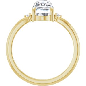 10K Yellow Gold 8x6 mm Oval .03 CTW Natural Diamond Semi-Set Cabochon Ring – image 3