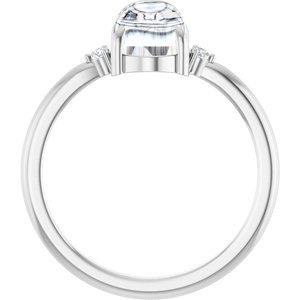 10K White Gold 8x6 mm Oval .03 CTW Lab-Grown Diamond Semi-Set Cabochon Ring – image 3