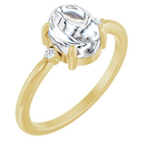 14K Yellow Gold 8x6 mm Oval Cabochon Ring Mounting