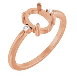 14K Rose Gold 8x6 mm Oval .03 CTW Lab-Grown Diamond Semi-Set Cabochon Ring – image 2