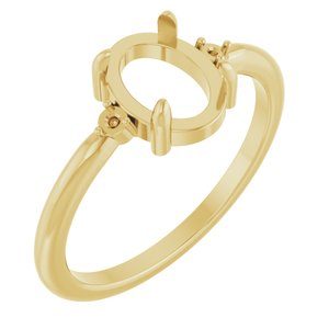 14K Yellow Gold 8x6 mm Oval Cabochon Ring Mounting – image 2