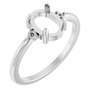 Platinum 8x6 mm Oval Cabochon Ring Mounting – image 2