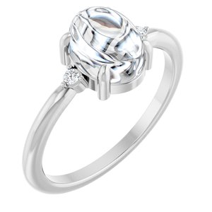 Sterling Silver 8x6 mm Oval .03 CTW Lab-Grown Diamond Semi-Set Cabochon Ring