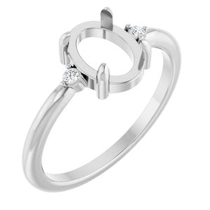 Sterling Silver 8x6 mm Oval .03 CTW Lab-Grown Diamond Semi-Set Cabochon Ring – image 2