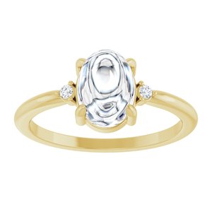 10K Yellow Gold 8x6 mm Oval .03 CTW Lab-Grown Diamond Semi-Set Cabochon Ring – image 5