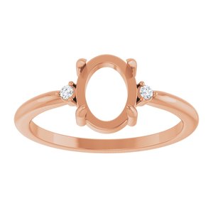 14K Rose Gold 8x6 mm Oval .03 CTW Lab-Grown Diamond Semi-Set Cabochon Ring – image 6
