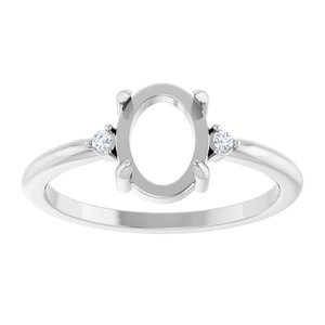 Sterling Silver 8x6 mm Oval .03 CTW Natural Diamond Semi-Set Cabochon Ring – image 6