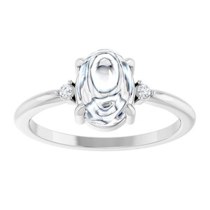 Platinum 8x6 mm Oval .03 CTW Lab-Grown Diamond Semi-Set Cabochon Ring – image 5