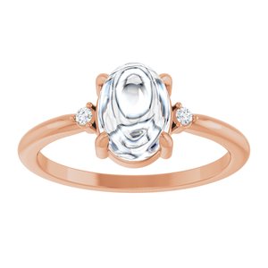 14K Rose Gold 8x6 mm Oval .03 CTW Natural Diamond Semi-Set Cabochon Ring – image 5